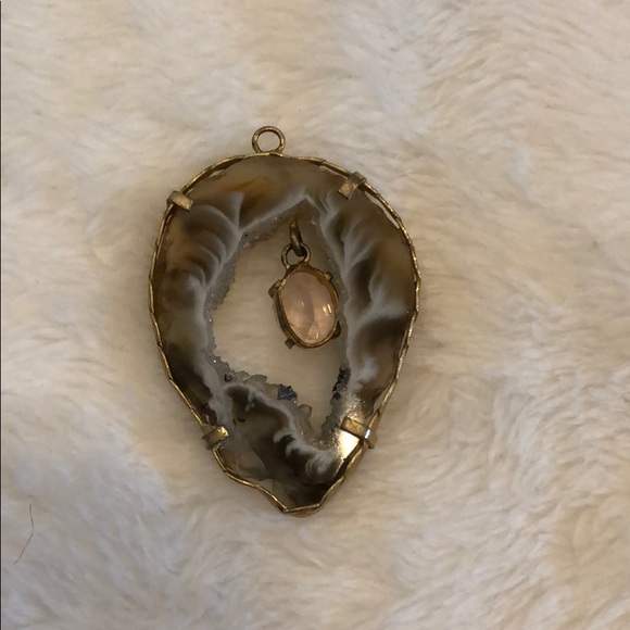 🌺Brazilian🌺Handmade Agate Slice Pendant 🌹Quartz - Picture 3 of 3